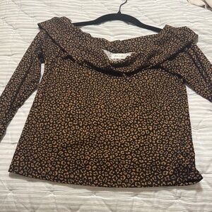 Active USA Brown Leopard Print Top